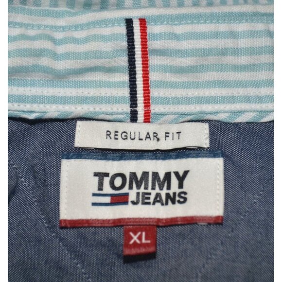 Tommy Hilfiger Mens Blue Linen Blend Striped Button Up Long Sleeve Shirt Size XL - Picture 7 of 9